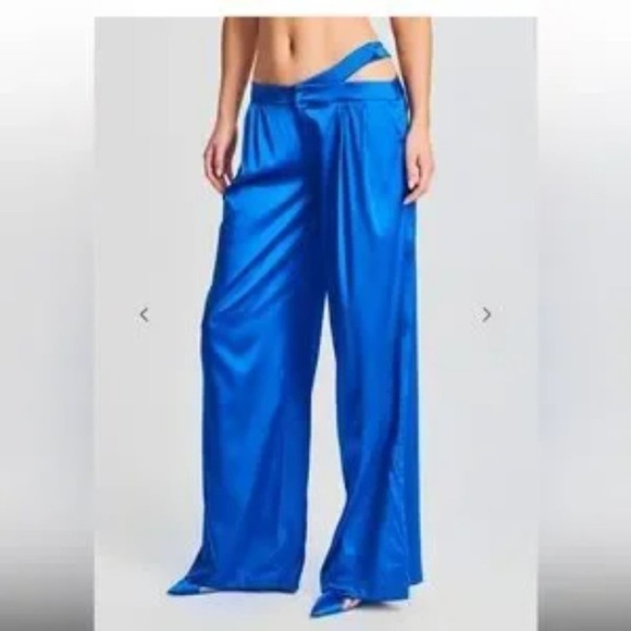 NWT The Zarri Silk Pant by SER.O.YA with Cut-Out Waist in Royal Blue, Size XS - Picture 1 of 8